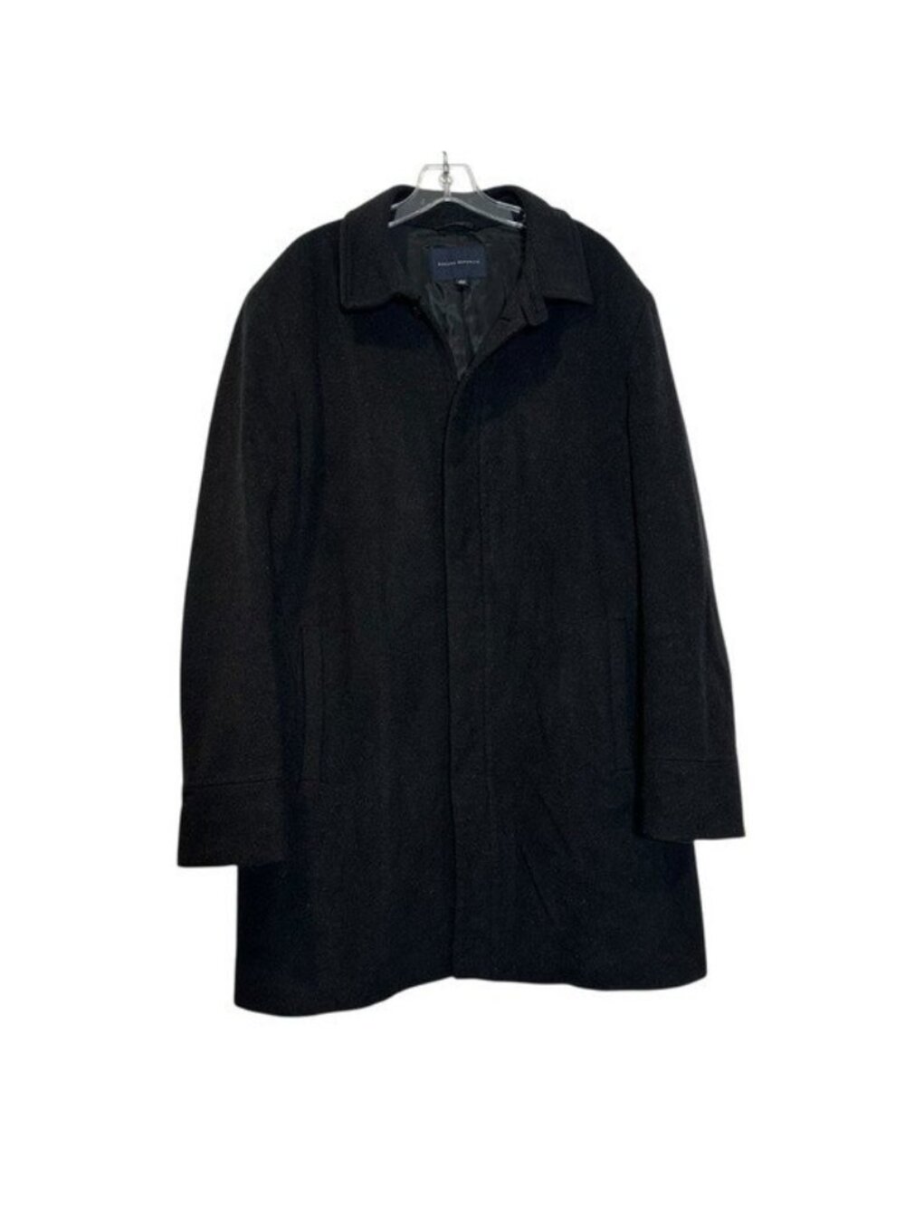 Banana Republic Men's XL Car Coat Wool Cashmere Blend Dark Gray Black Zip Button